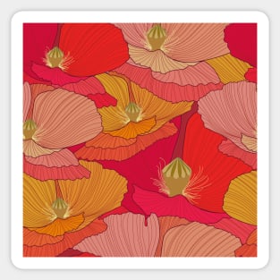 Poppy flowers/wild flowers/red poppy/orange poppy/pink poppy/large scale/summer time/cotton/bright flowers Sticker